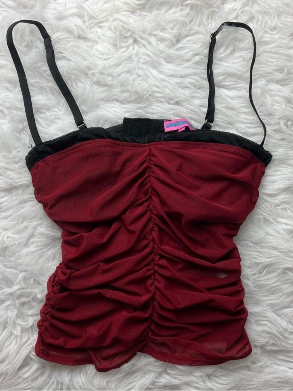 Edikted red mesh gothic club top